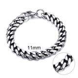 Jiayiqi 5-11 mm Men Chain Bracelet Stainless Steel Curb Cuban Link Chain Bangle for Male Women Hiphop Trendy Wrist Jewelry Gift