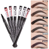 LULAA Makeup Waterproof Eyebrow Pen 4 Head Eye Brow Tint 6Color Long Lasting Natural Brown Black Grey Eyebrow Pencil Make Up Ink