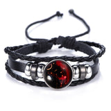 DropShiping Gemini Cancer Leo Virgo Libra Scorpio 12 Constellation Black punk Leather Bracelet Zodiac Bracelet for Men Women