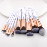 FLD 10 / 8 Pcs Professional Makeup Brush Set Tools Powder Foundation Eyeshadow Lip Eyeliner Blush Marble Face Makeup Brushes