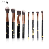 FLD 10 / 8 Pcs Professional Makeup Brush Set Tools Powder Foundation Eyeshadow Lip Eyeliner Blush Marble Face Makeup Brushes
