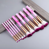 FLD 10 / 8 Pcs Professional Makeup Brush Set Tools Powder Foundation Eyeshadow Lip Eyeliner Blush Marble Face Makeup Brushes