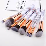 FLD 10 / 8 Pcs Professional Makeup Brush Set Tools Powder Foundation Eyeshadow Lip Eyeliner Blush Marble Face Makeup Brushes
