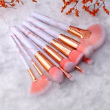 FLD 10 / 8 Pcs Professional Makeup Brush Set Tools Powder Foundation Eyeshadow Lip Eyeliner Blush Marble Face Makeup Brushes