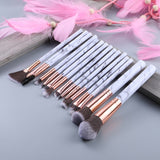 FLD 10 / 8 Pcs Professional Makeup Brush Set Tools Powder Foundation Eyeshadow Lip Eyeliner Blush Marble Face Makeup Brushes