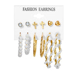 EN 12 Pairs Flower Women'S Earrings Set Pearl Crystal Stud Earrings Boho Geometric Tassel Earrings For Women 2020 Jewelry Gift