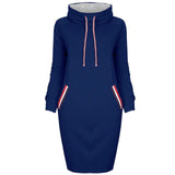 Dress Women Autumn Winter Sweatshirt Dress 6 Colors Slim Long Sleeves Turtleneck Drawstring Harajuku Hoodies Moletom Feminino Ez