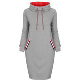 Dress Women Autumn Winter Sweatshirt Dress 6 Colors Slim Long Sleeves Turtleneck Drawstring Harajuku Hoodies Moletom Feminino Ez