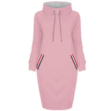 Dress Women Autumn Winter Sweatshirt Dress 6 Colors Slim Long Sleeves Turtleneck Drawstring Harajuku Hoodies Moletom Feminino Ez