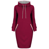 Dress Women Autumn Winter Sweatshirt Dress 6 Colors Slim Long Sleeves Turtleneck Drawstring Harajuku Hoodies Moletom Feminino Ez