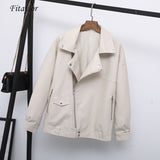Fitaylor Autumn Women Faux Leather Jacket Casual Loose Soft Pu Motorcycle Punk Leather Coat Female Zipper Rivet Outerwear