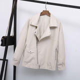Fitaylor Autumn Women Faux Leather Jacket Casual Loose Soft Pu Motorcycle Punk Leather Coat Female Zipper Rivet Outerwear