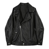 Fitaylor Autumn Women Faux Leather Jacket Casual Loose Soft Pu Motorcycle Punk Leather Coat Female Zipper Rivet Outerwear