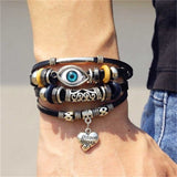 IFMIA Vintage Leaf Feather Multilayer Leather Bracelet Men Fashion Braided Handmade Star Rope Wrap Bracelets & Bangles Male Gift