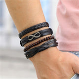 IFMIA Vintage Leaf Feather Multilayer Leather Bracelet Men Fashion Braided Handmade Star Rope Wrap Bracelets & Bangles Male Gift