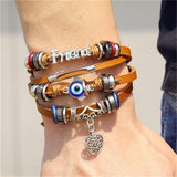 IFMIA Vintage Leaf Feather Multilayer Leather Bracelet Men Fashion Braided Handmade Star Rope Wrap Bracelets & Bangles Male Gift