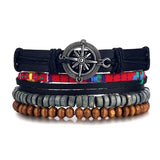 IFMIA Vintage Leaf Feather Multilayer Leather Bracelet Men Fashion Braided Handmade Star Rope Wrap Bracelets & Bangles Male Gift