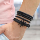IFMIA Vintage Leaf Feather Multilayer Leather Bracelet Men Fashion Braided Handmade Star Rope Wrap Bracelets & Bangles Male Gift