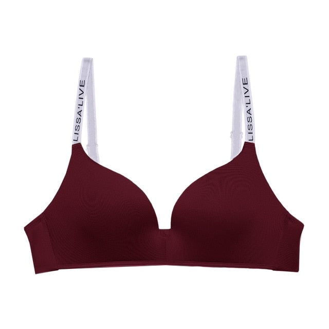 DRUILADY Fashion Seamless Letter Straps Bra Sexy Lingerie Comfort Wireless Bras For Women Underwear Adjustable Push Up Bralette