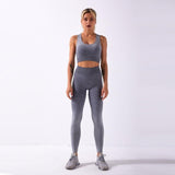 Ombre Seamless 2 Piece Set Women Suit Gym Workout Clothes Sport Bra Fitness Crop Top And Scrunch Butt Leggings Yoga Set
