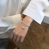 Kpop Fashion Beaded Pearl Necklace Women Cute Gold silver color Double Layer Chain Pendant Choker Korean Jewelry 2020 wholesale