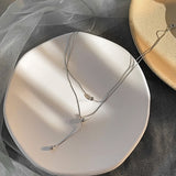 Kpop Fashion Beaded Pearl Necklace Women Cute Gold silver color Double Layer Chain Pendant Choker Korean Jewelry 2020 wholesale