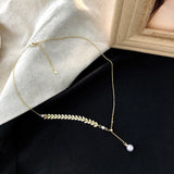 Kpop Fashion Beaded Pearl Necklace Women Cute Gold silver color Double Layer Chain Pendant Choker Korean Jewelry 2020 wholesale