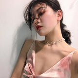 Kpop Fashion Beaded Pearl Necklace Women Cute Gold silver color Double Layer Chain Pendant Choker Korean Jewelry 2020 wholesale