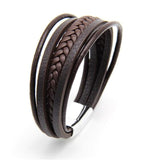 Wholesale Price Classic Genuine Leather Bracelet For Men Hand Charm Jewelry Multilayer male bracelet Handmade Gift For Cool Boys