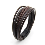 Wholesale Price Classic Genuine Leather Bracelet For Men Hand Charm Jewelry Multilayer male bracelet Handmade Gift For Cool Boys