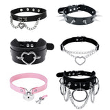 Harajuku Chocker Sexy Heart Lock Key Rivets Black Goth Punk Chokers Gothic Choker Necklace for Women Hip Hop Bondage Cosplay