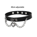Harajuku Chocker Sexy Heart Lock Key Rivets Black Goth Punk Chokers Gothic Choker Necklace for Women Hip Hop Bondage Cosplay