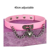 Harajuku Chocker Sexy Heart Lock Key Rivets Black Goth Punk Chokers Gothic Choker Necklace for Women Hip Hop Bondage Cosplay