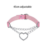 Harajuku Chocker Sexy Heart Lock Key Rivets Black Goth Punk Chokers Gothic Choker Necklace for Women Hip Hop Bondage Cosplay