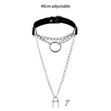 Harajuku Chocker Sexy Heart Lock Key Rivets Black Goth Punk Chokers Gothic Choker Necklace for Women Hip Hop Bondage Cosplay