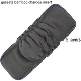 Reusable Washable Diaper Inserts Bamboo Cotton Elastic Inserts Boosters Liners For Baby Diaper Cover Nappies Charcoal Insert