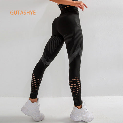 GUTASHYE High Waist Seamless Leggings Yoga Pants Push Up Fitness Tight Workout Tummy Control Gym Athletic Sportswear