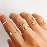 IPARAM Bohemian Vintage Gold Crystal Geometric Joint Ring Set for Women Star Moon Personality Design Ring Set Party Jewelry Gift