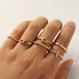IPARAM Bohemian Vintage Gold Crystal Geometric Joint Ring Set for Women Star Moon Personality Design Ring Set Party Jewelry Gift