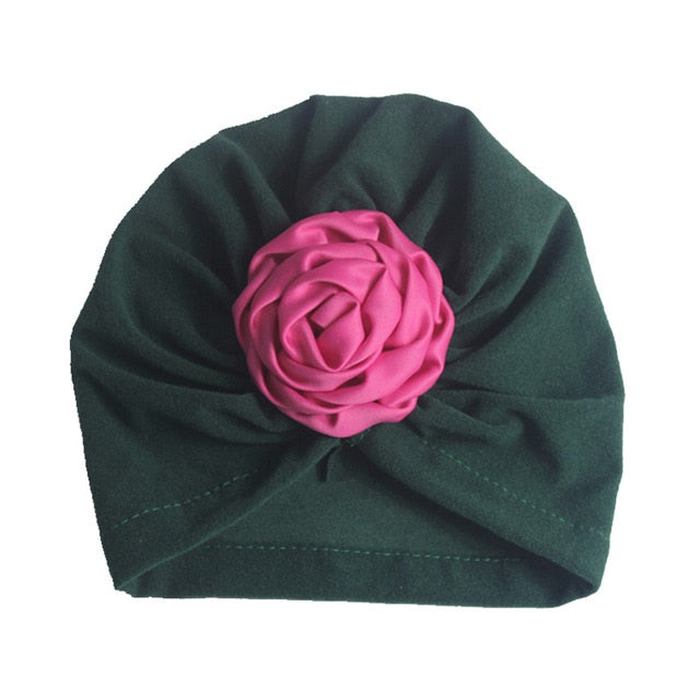 New Flower Baby Hat for Girls Princess Velvet Baby Beanie Elastic Toddler Baby Turban Hats Infant Girl Cap 20 Colors