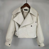 Fitaylor New Autumn Women Faux Leather Jacket Pu Motorcycle Biker Red Coat Turndown Collar Loose Streetwear Black Punk Outerwear