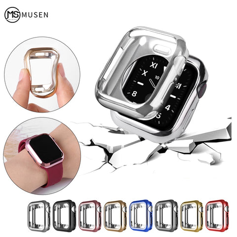 Watch case ultra-thin plated watch case for Apple 4 3 2 1 42MM 38MM soft transparent TPU cover for iWatch 5 44MM 40MMaccessories