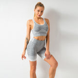 Women Sports Wear Seamless Gym Clothing Long Sleeve Yoga Set Women Ombre Legging Set High Waisted Gym Wear Tight Work out Suit