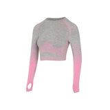 Women Sports Wear Seamless Gym Clothing Long Sleeve Yoga Set Women Ombre Legging Set High Waisted Gym Wear Tight Work out Suit