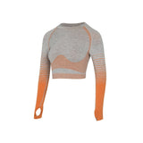 Women Sports Wear Seamless Gym Clothing Long Sleeve Yoga Set Women Ombre Legging Set High Waisted Gym Wear Tight Work out Suit