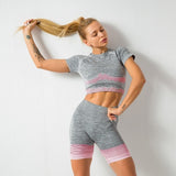 Women Sports Wear Seamless Gym Clothing Long Sleeve Yoga Set Women Ombre Legging Set High Waisted Gym Wear Tight Work out Suit