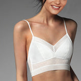 New Sexy Low Back Lace Bralette White Backless Bra Dot Mesh Ultra Thin Underwear Women Lingerie Sexy Tank Tops Bra
