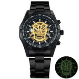 WINNER Official Automatic GOLD Watch Men Steel Strap Skeleton Mechanical Skull Watches Top Brand Luxury Dropshipping Wholesale