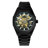 WINNER Official Automatic GOLD Watch Men Steel Strap Skeleton Mechanical Skull Watches Top Brand Luxury Dropshipping Wholesale