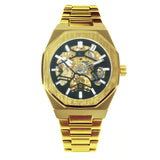 WINNER Official Automatic GOLD Watch Men Steel Strap Skeleton Mechanical Skull Watches Top Brand Luxury Dropshipping Wholesale